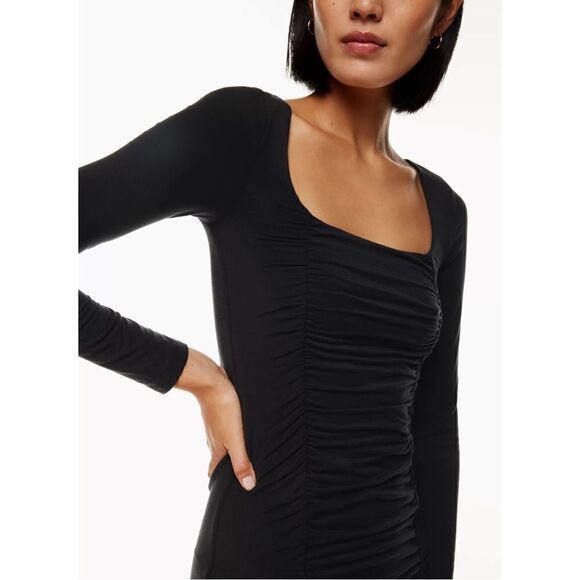 Aritzia Wilfred Lydia Ruched Mini Dress in Black - Picture 5 of 11